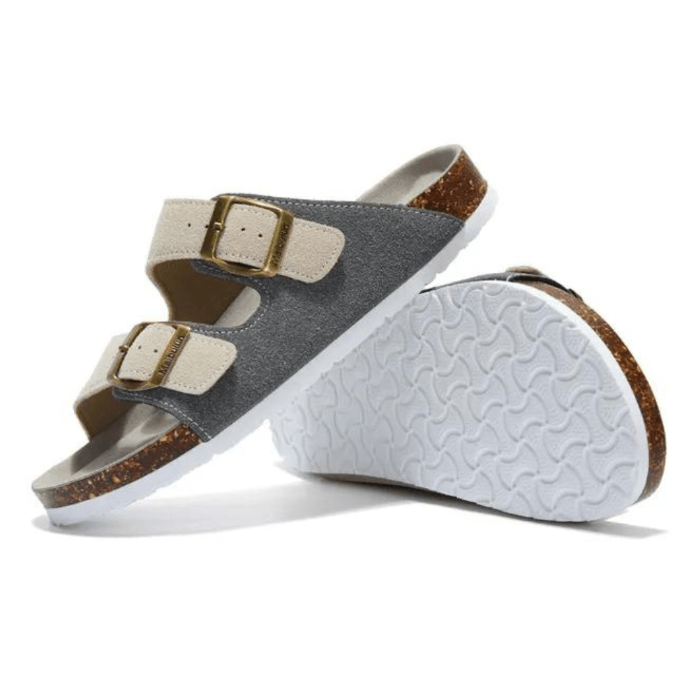 Albany Suede Sandals - Grey/Eggshell