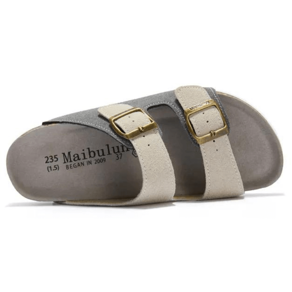 Albany Suede Sandals - Grey/Eggshell