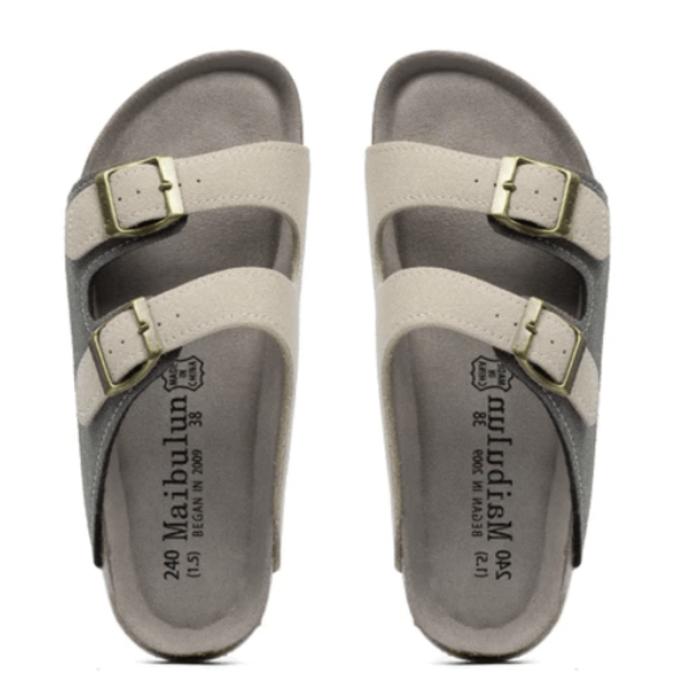Albany Suede Sandals - Grey/Eggshell