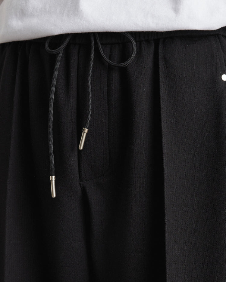 Soft Feel Straigh Lef Trousers with Waistband and Drawstrings