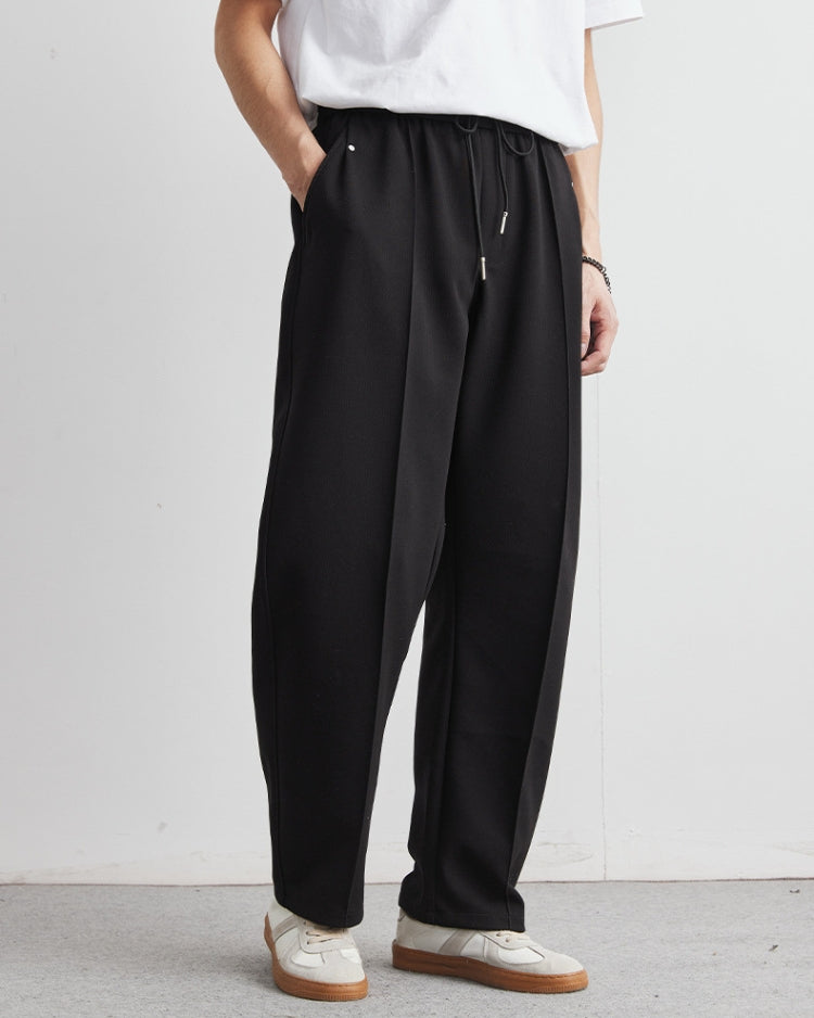 Soft Feel Straigh Lef Trousers with Waistband and Drawstrings