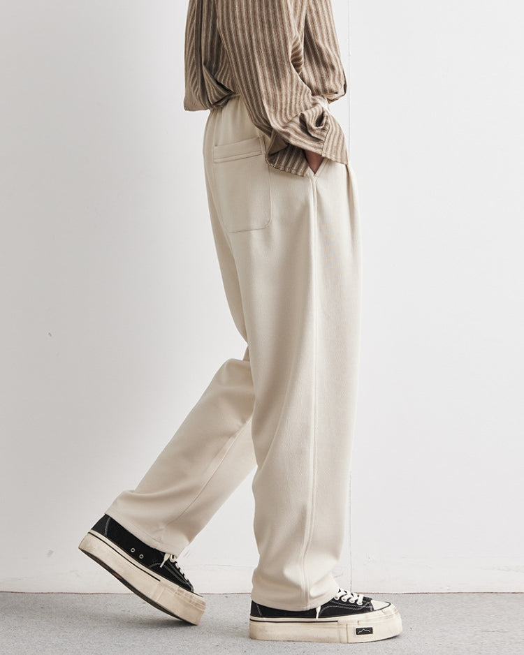 Soft Feel Straigh Lef Trousers with Waistband and Drawstrings