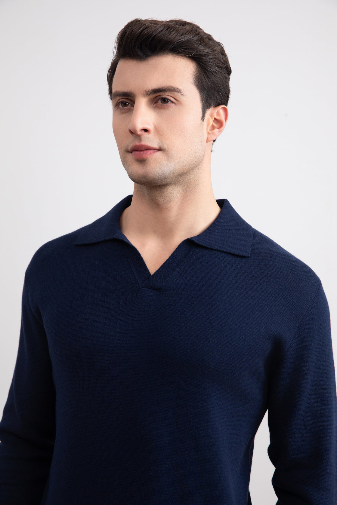 Blue Open Polo with long sleeves