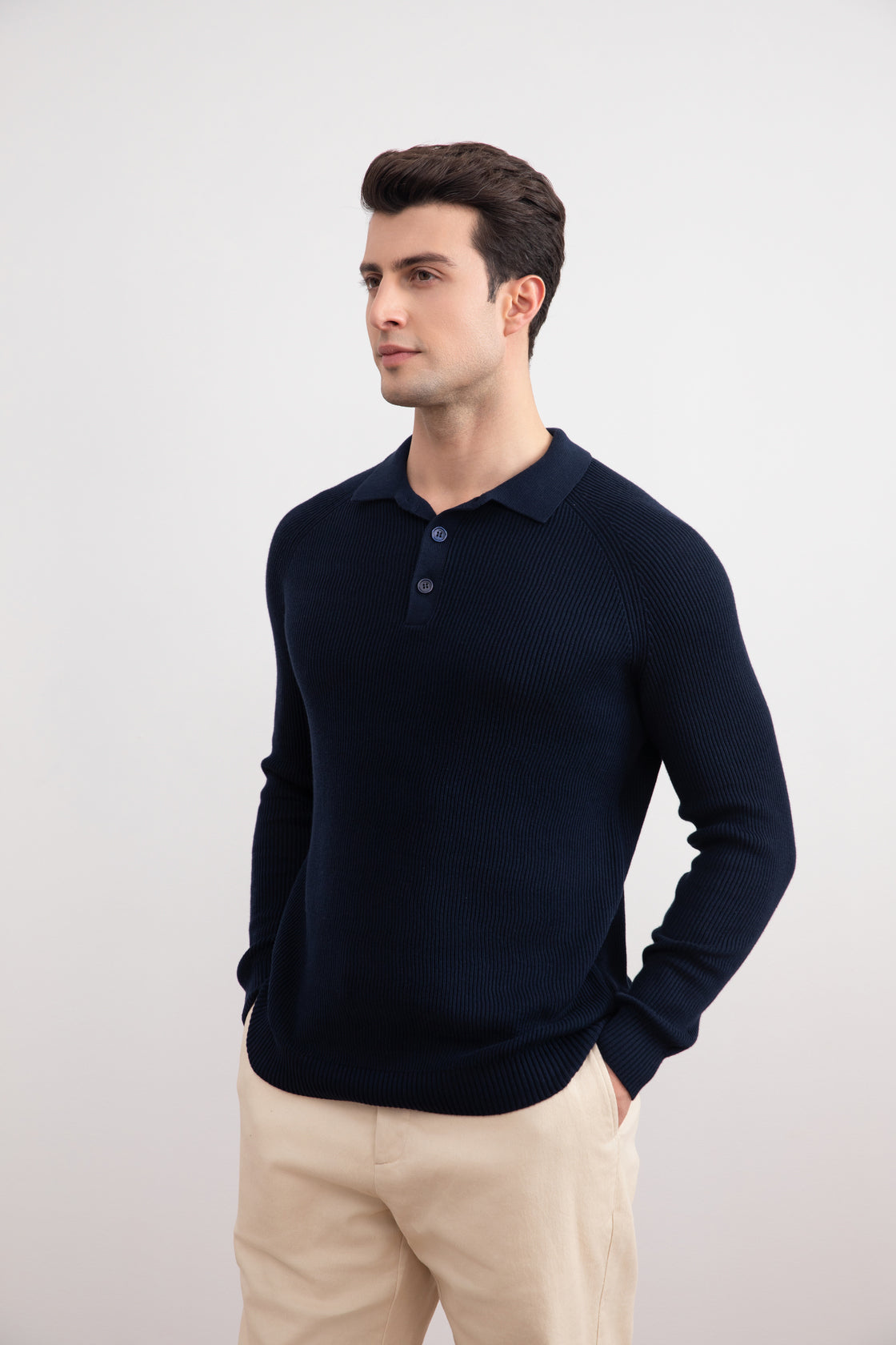 Navy English Rib Polo Shirt