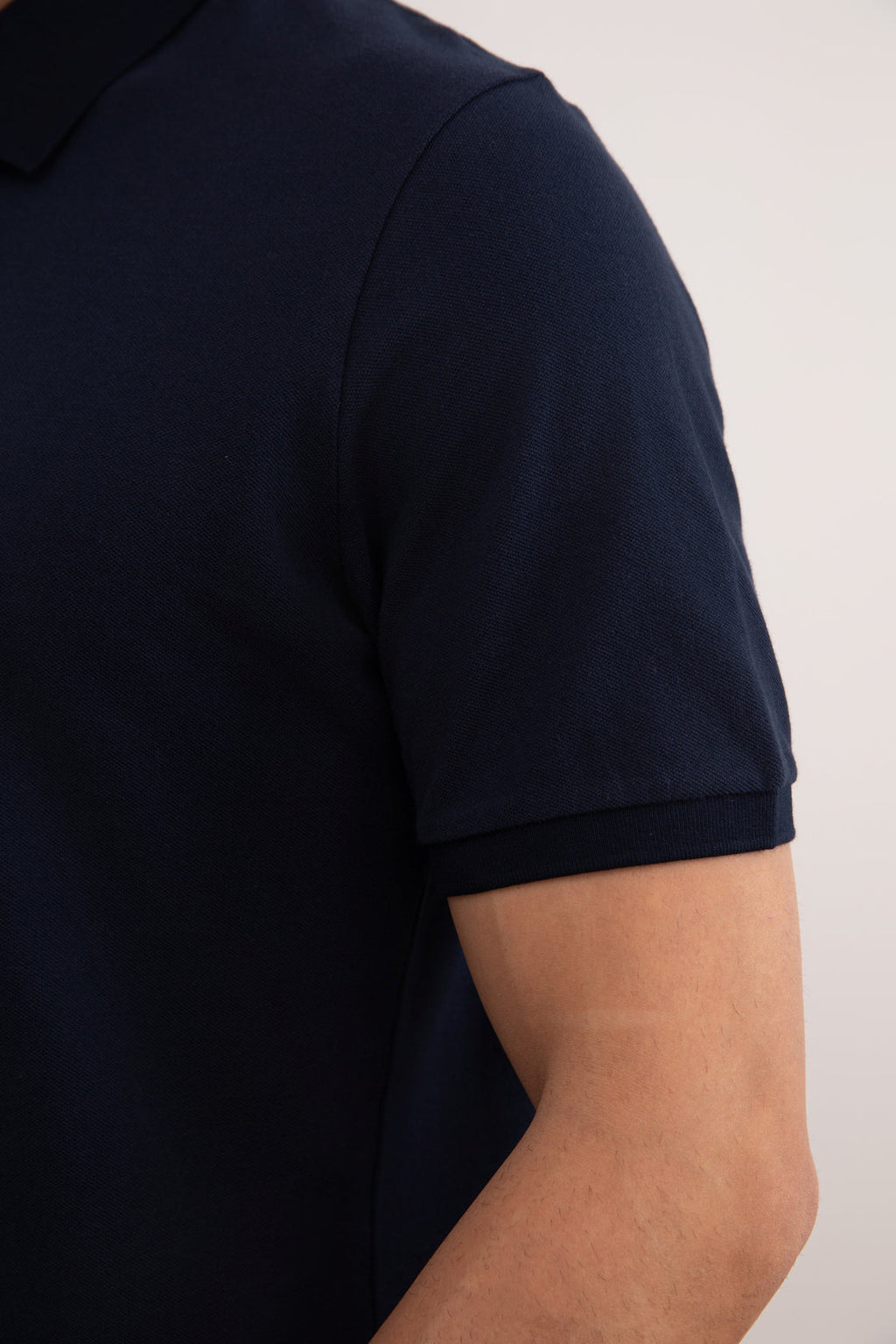 Navy Cotton-Piqué Polo Shirt