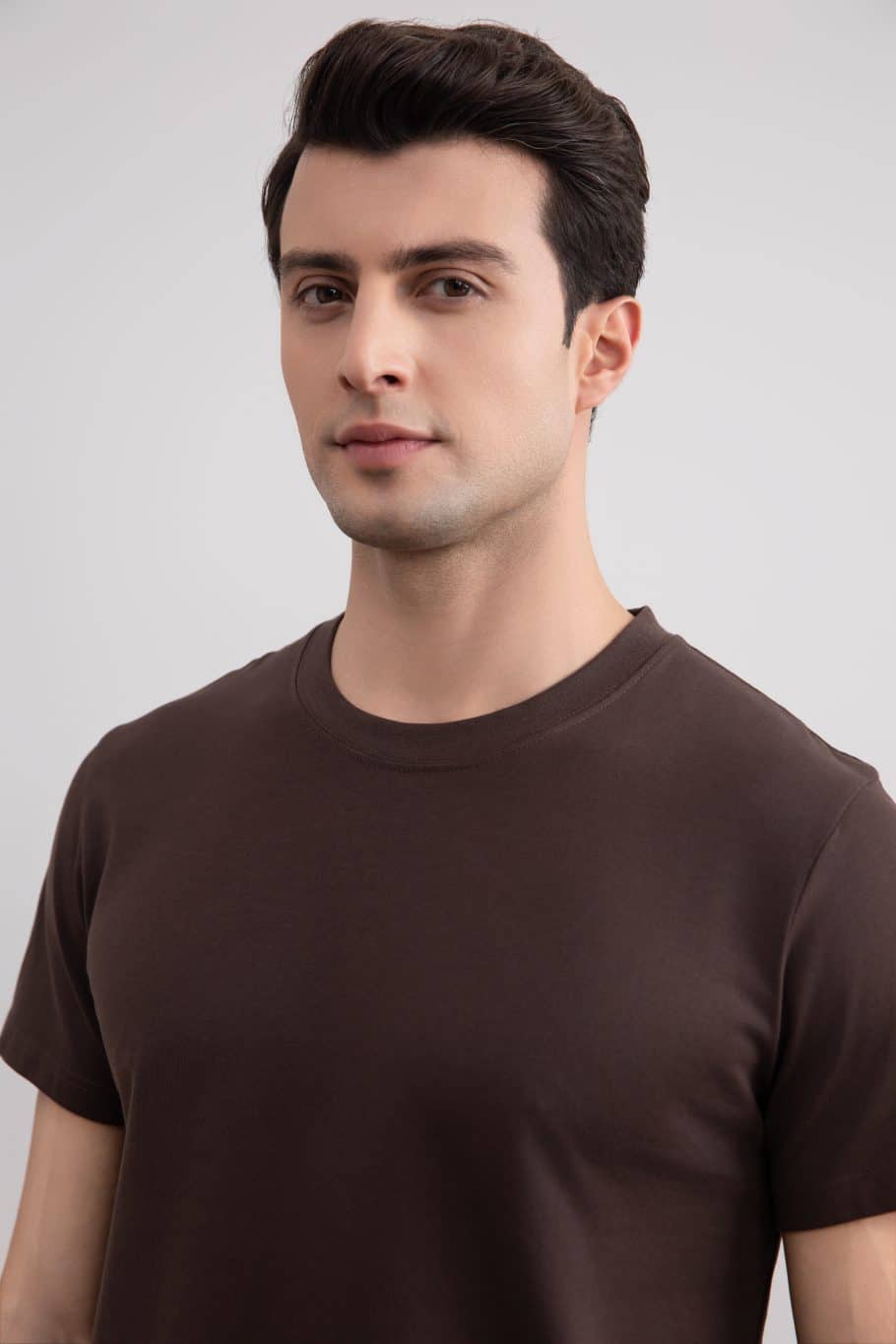Brown Slim fit Crew-neck T-shirt