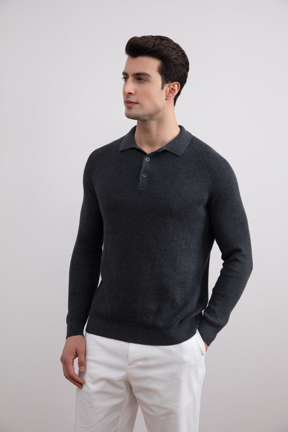 Charcoal English Rib Polo Shirt