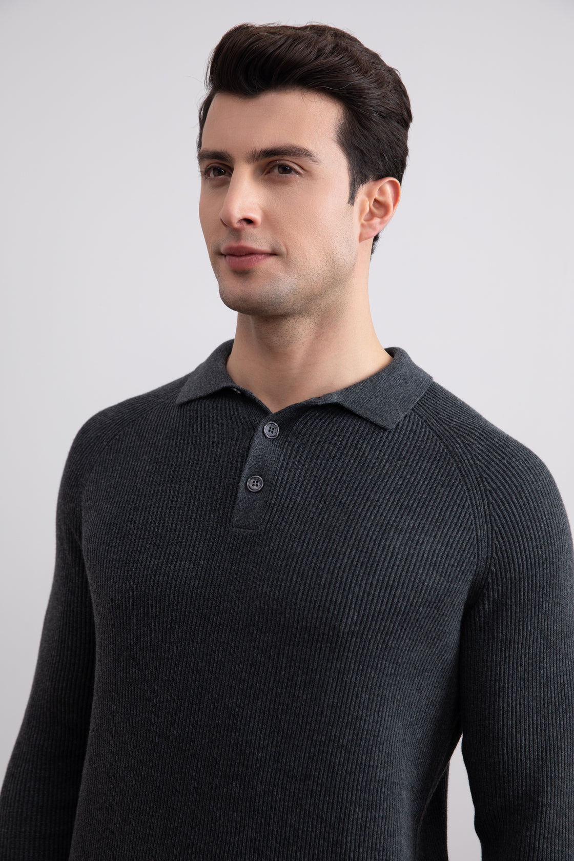 Charcoal English Rib Polo Shirt