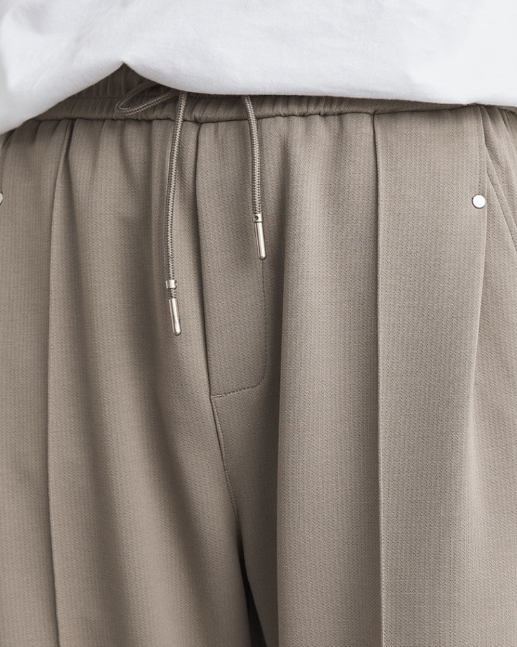 Soft Feel Straigh Lef Trousers with Waistband and Drawstrings