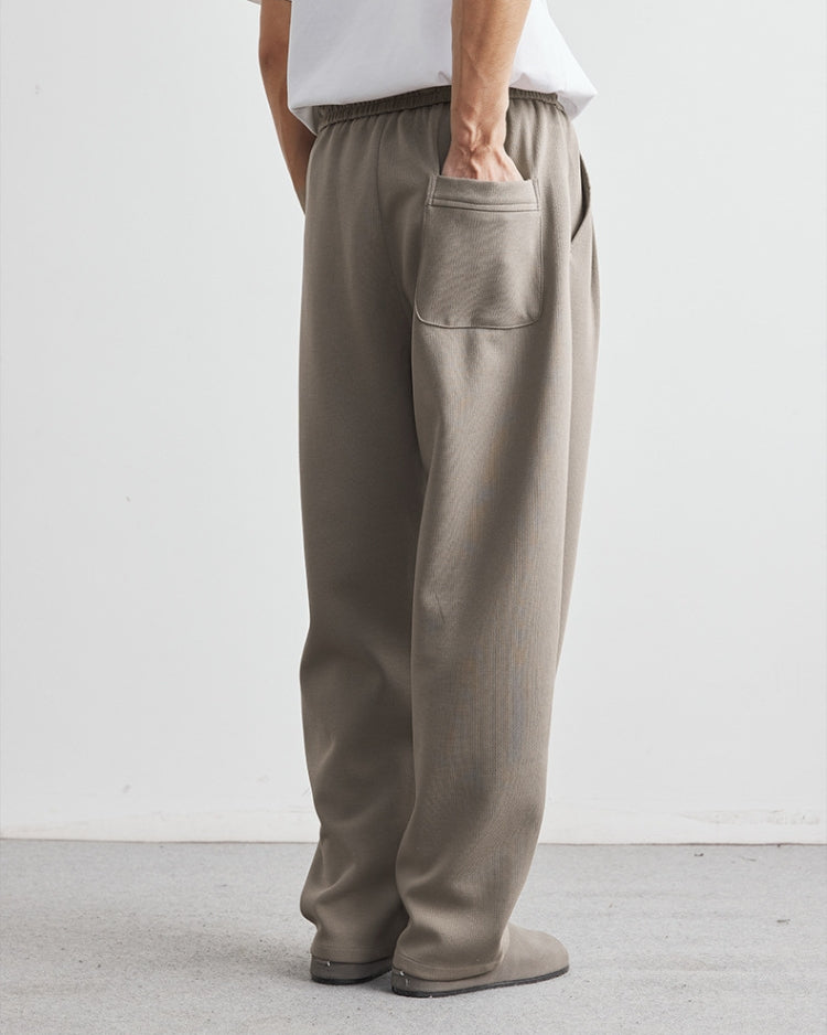 Soft Feel Straigh Lef Trousers with Waistband and Drawstrings