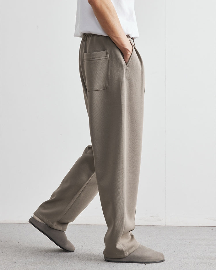 Soft Feel Straigh Lef Trousers with Waistband and Drawstrings