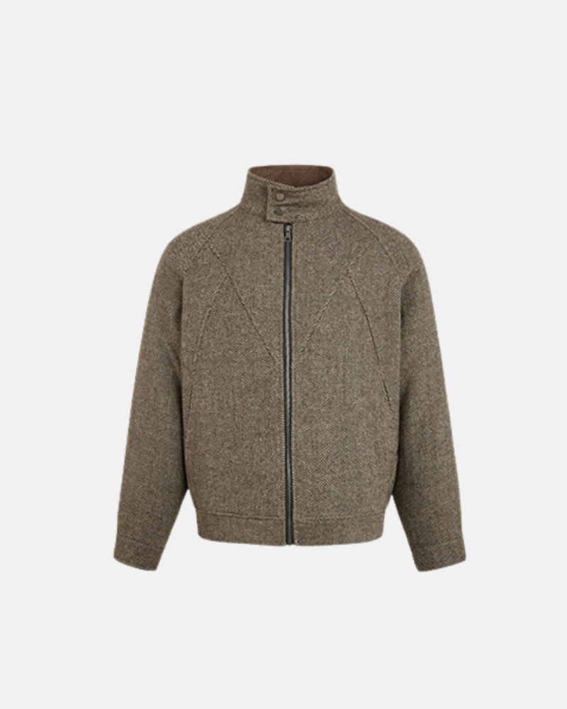 High‑Neck Wool Zip Jacket