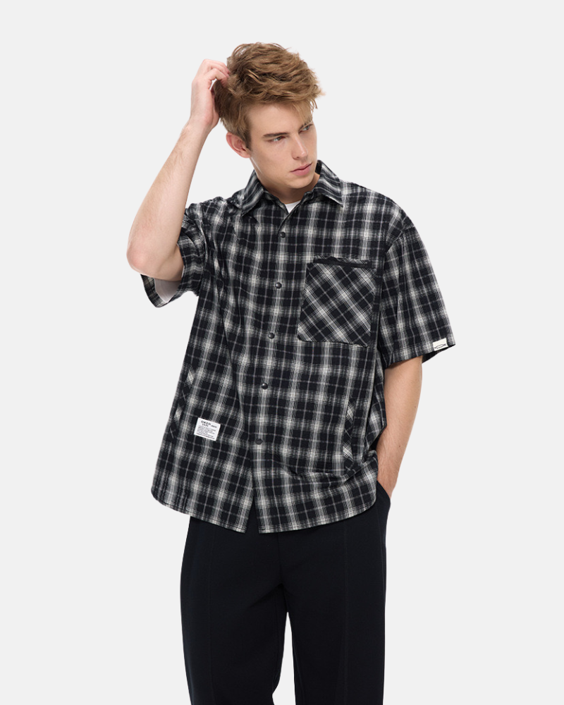 Relaxed Fit Plaid Short‑Sleeve Shirt