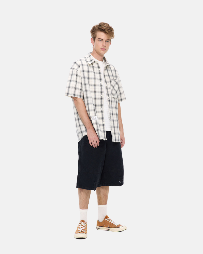 Relaxed Fit Plaid Short‑Sleeve Shirt