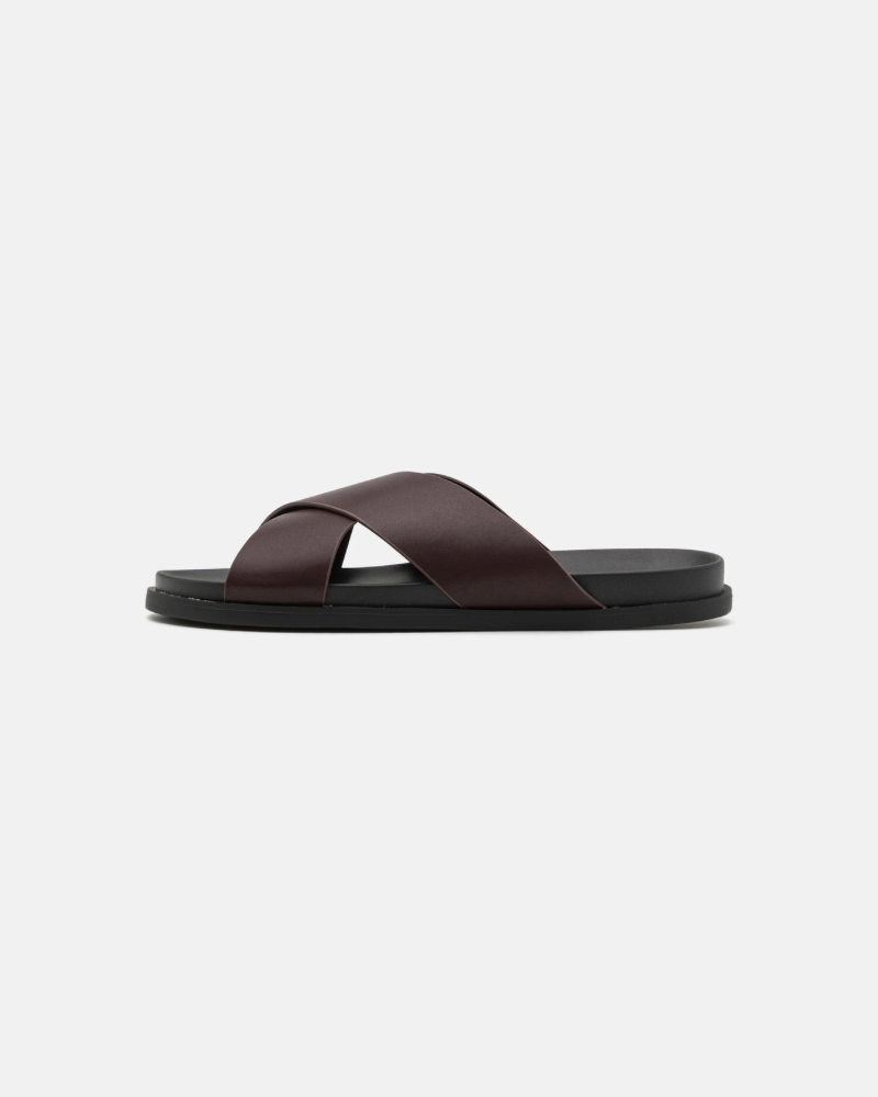 Crossover Leather Cork Sandals