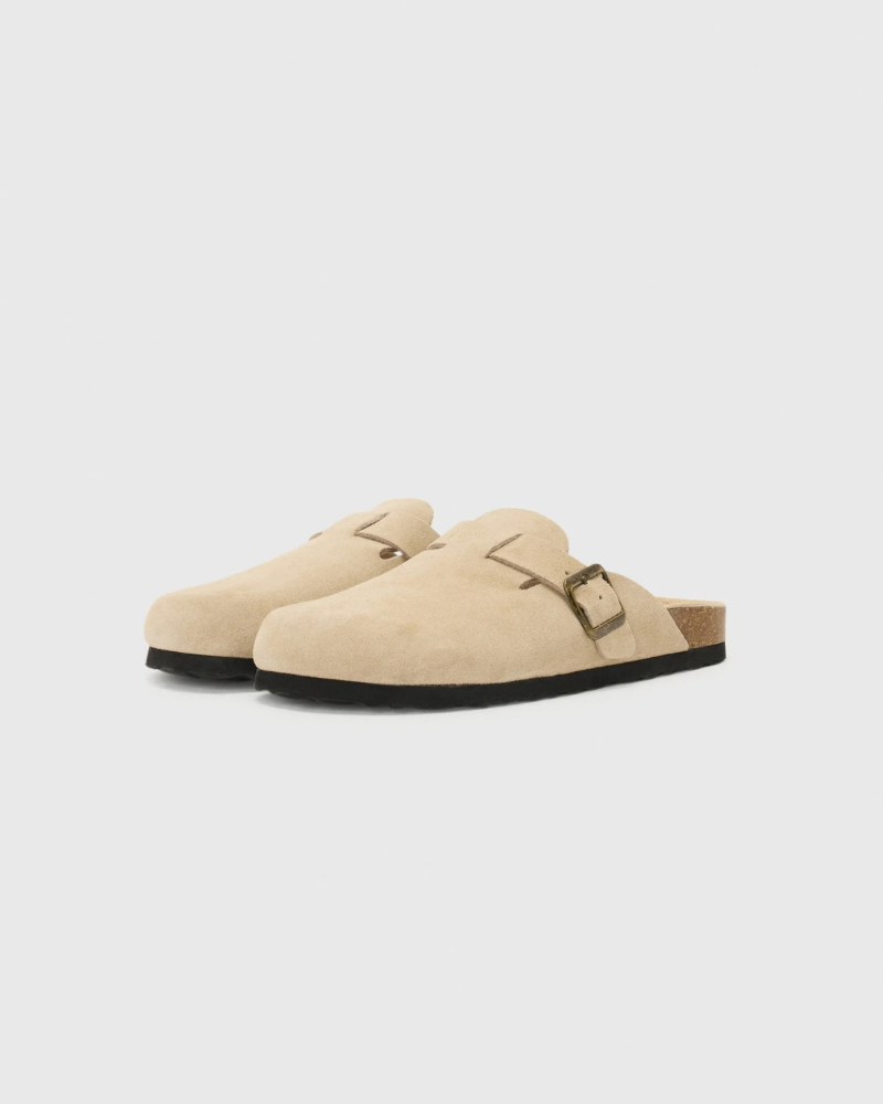 Buckle Suede Clogs Sandals