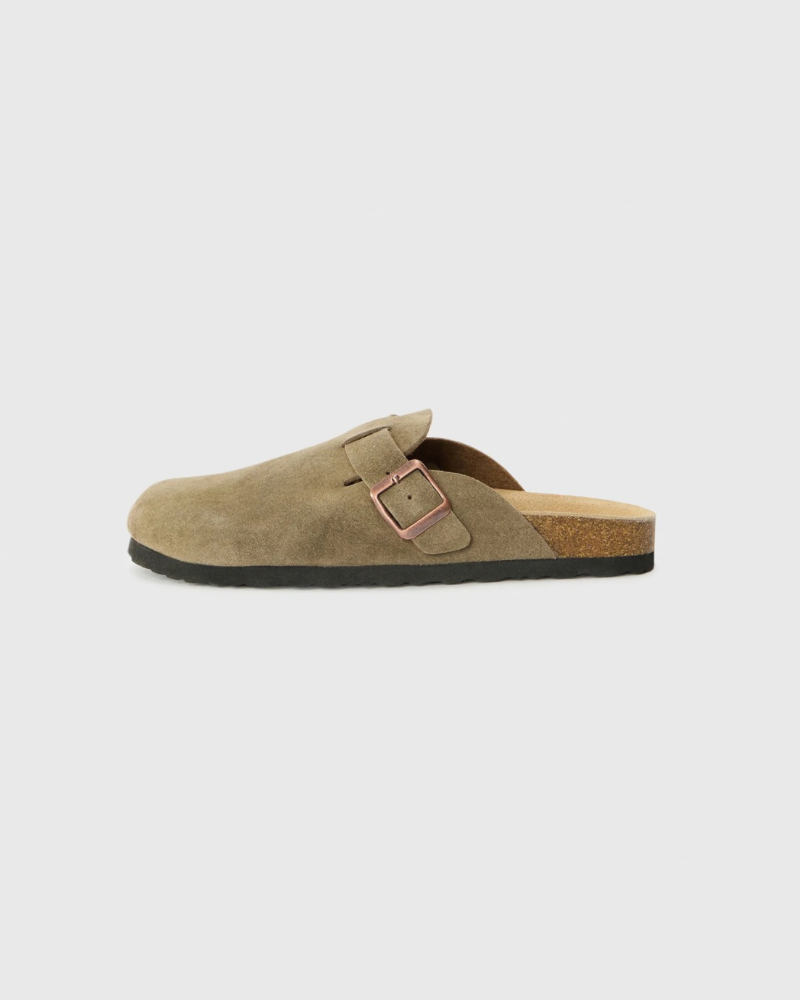 Buckle Suede Clogs Sandals