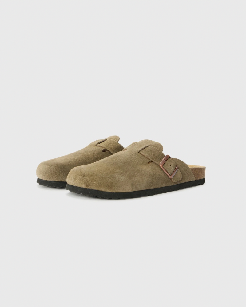 Buckle Suede Clogs Sandals