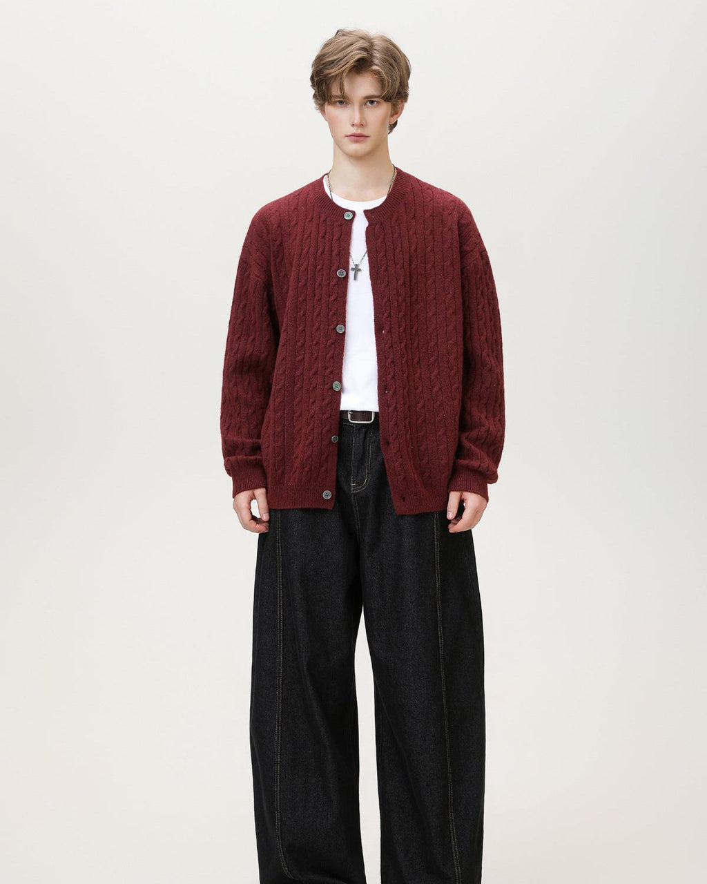 Cable Knit Button Cardigan