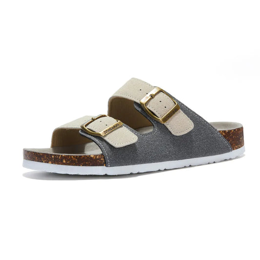 Albany Suede Sandals - Grey/Eggshell