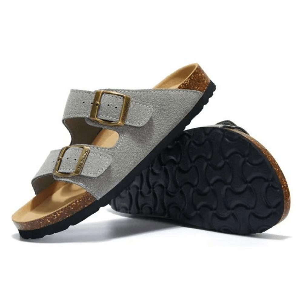 Albany Suede Sandals - Light Grey