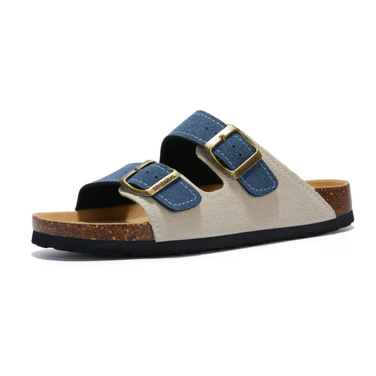 Albany Suede Sandals - Eggshell/Blue