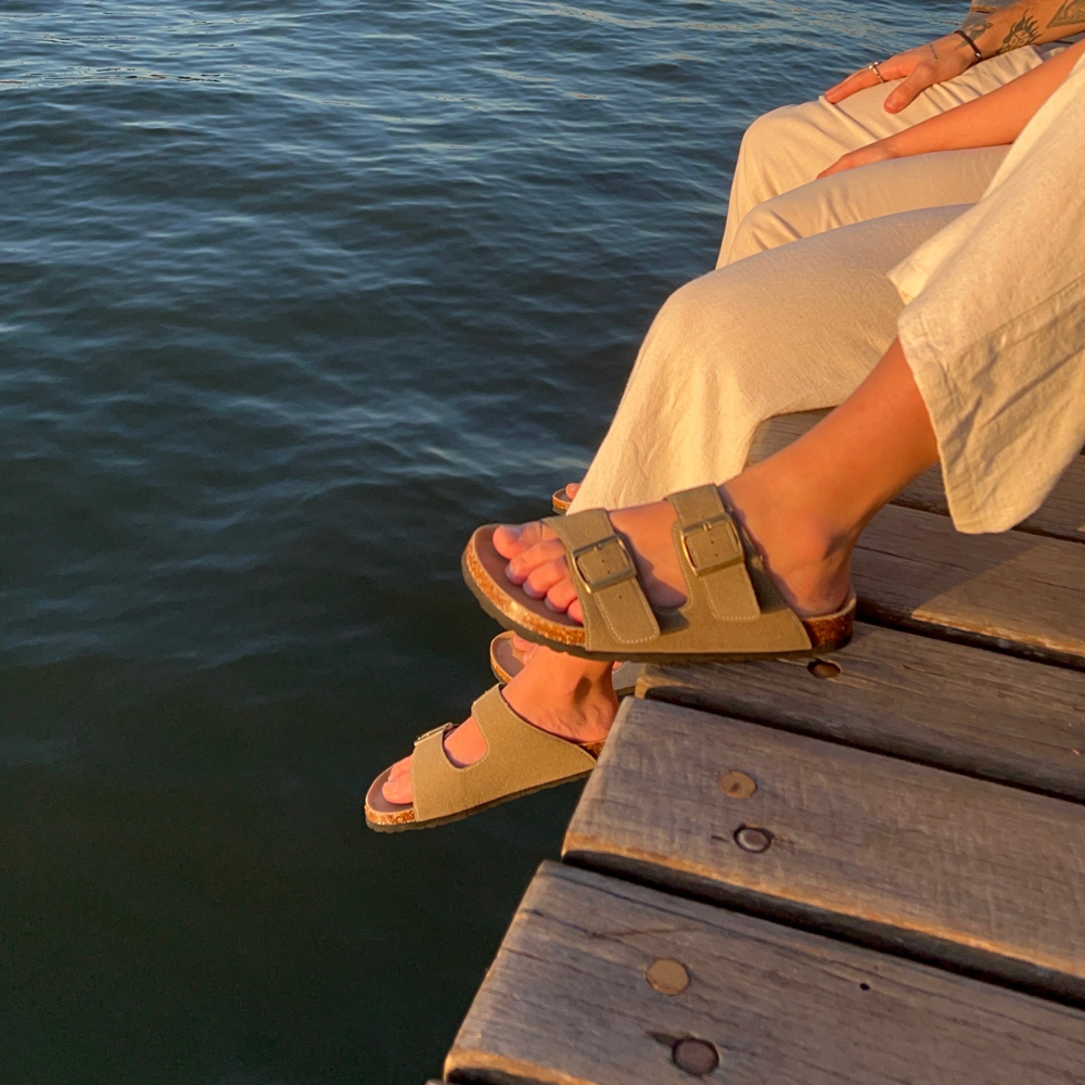 Albany Suede Sandals - Green