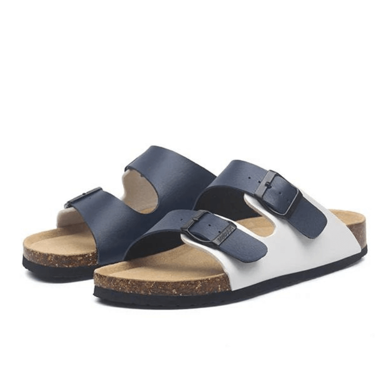 Albany Leather Sandals - White/Blue