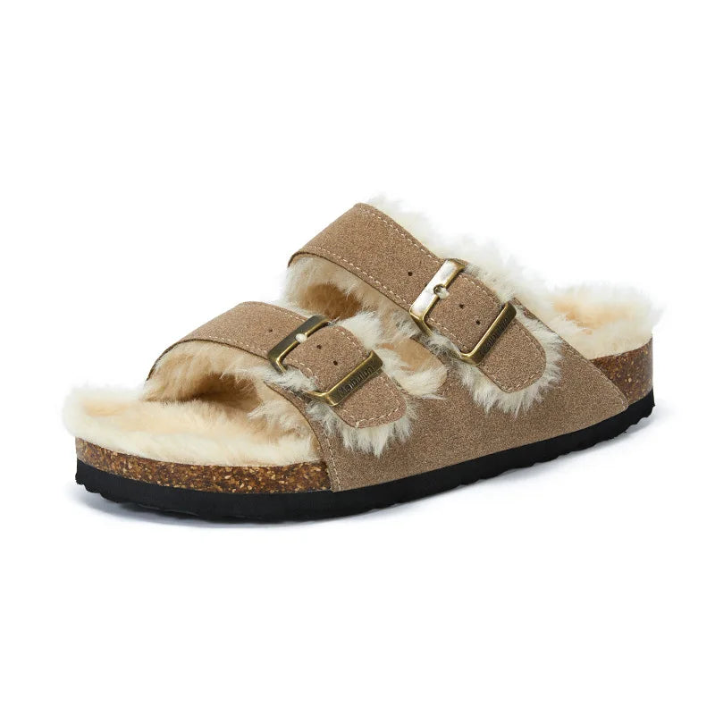 Hobart Shearling Sandals - Khaki