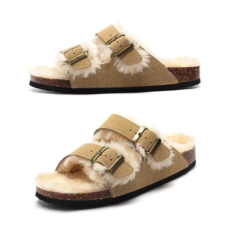 Hobart Shearling Sandals - Light Brown