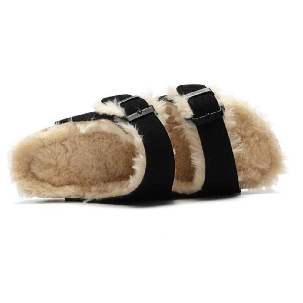 Hobart Shearling Sandals - black